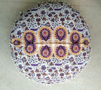 Mandala Floor Pillow Cushion Seating Throw Cover Hippie Decorative Bohemian Ottoman Poufs, Pom Pom Pillow Cases,Boho Indian (32 Inches, Purple White)