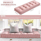 Bench Cushions for Indoor Furniture 40x20 in Velvet Kitchen Dining Piano Window Seat Cushion, Tufted Patio Porch Swing Thicken Bench Pad Memory Foam(Pink)