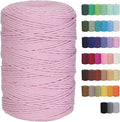 Cotton Macrame Cord 3mm 328yards Natural Colored Macrame Supplies, Soft Craft Cotton Rope for Plant Hanger Wall Hanger Dreamcatcher (Light Pink)