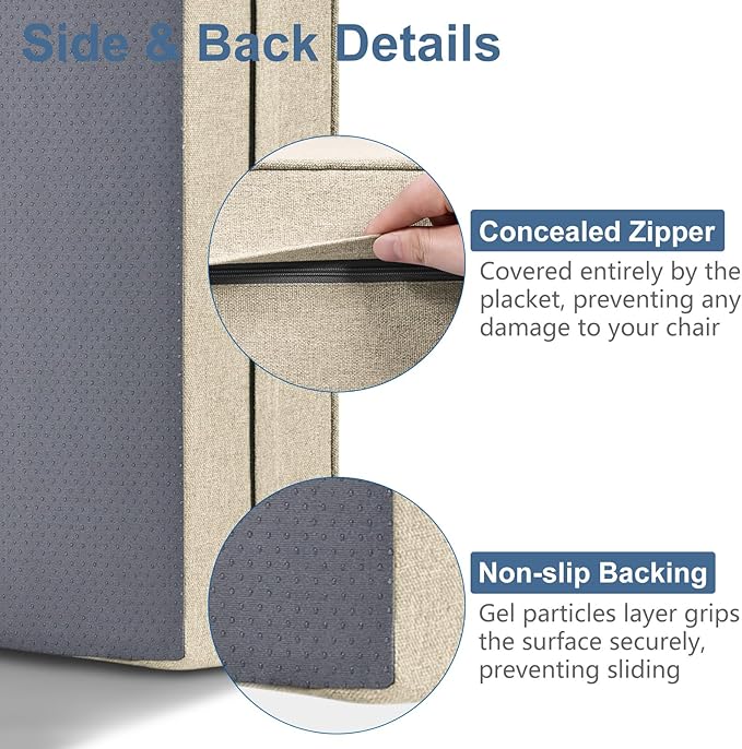 Shinnwa Gel Memory Foam Recliner Cushion for Elderly, Dual-Layer Foam Chair Pad, Extra Large Seat Cushion for Couch, Armchair, Wicker Chairs, Floor, 20 × 20 × 5in, Beige