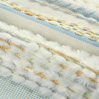 FUTEI Blue Light Green Yellow Accent Throw Pillow Covers Set of 2, 20x20 Inch Plush Tufted Striped Textured Decorative Cushion Cases for Farmhouse Boho Couch Decor