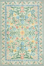 Lahome Sylvie Sage Green 6x9 Bedroom Rugs, Boho Washable Rugs for Living Room, Soft Wool Carpet for Nursery, Vintage Low Pile Carpet for Kids Playroom Girls, Tea Green