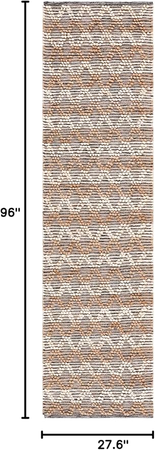 SAFAVIEH Natural Fiber Collection Runner Rug - 2'3" x 8', Natural & Black, Flat Weave Farmhouse Geometric Jute Design, Ideal for High Traffic Areas in Living Room, Bedroom (NF382A)