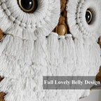 Macrame Owl Wall Hanging Boho Hippy Decor, Handmade Tapestry Fiber Art Wall Decor for Nursery Bedroom Living Room, Sustainable Gift for Owl Lovers & Nature Fans