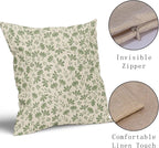 Sage Green Floral Pillow Covers 20x20 Set of 2 Spring Vintage Rustic Old Style Cute Flower Green Cream Print Decorative Outdoor Pillowcases Farmhouse Throw Cushion Case Decor for Couch Sofa Bed