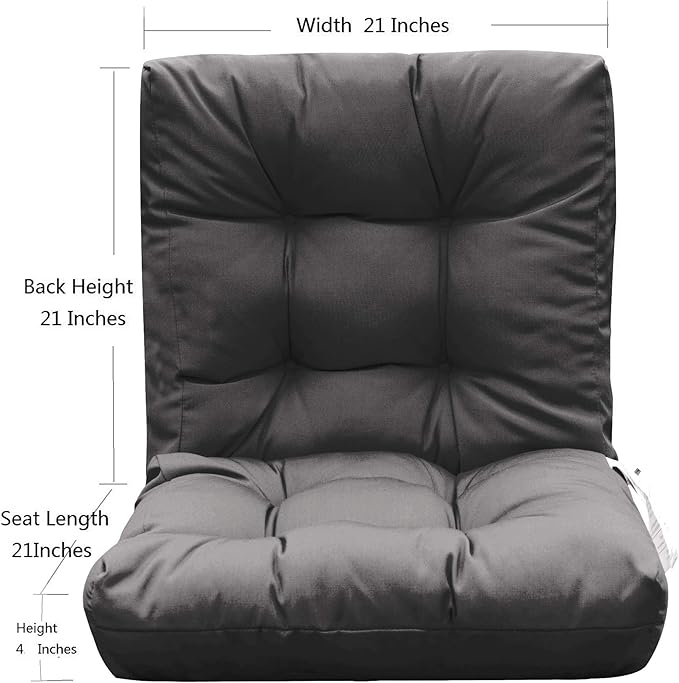 QILLOWAY Outdoor Seat/Back Chair Cushion Tufted Pillow, Spring/Summer Seasonal Replacement Cushions - Pack of 4 (Dark Grey)