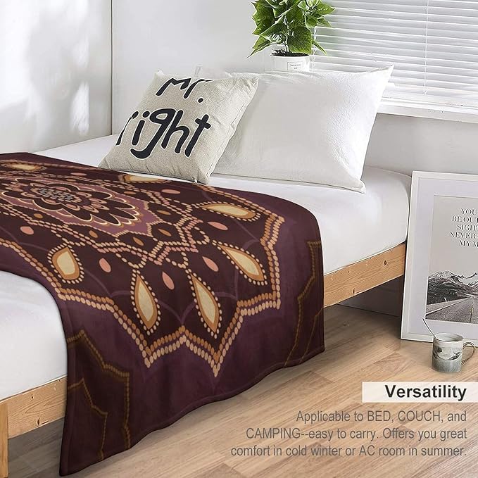 Mandala Throw Blanket Indian Hippie Bohemian Art Floral Texture Ornamental Pattern Blanket for Sofa Bed Couch Chair Or Dorm 30"x40"
