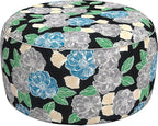 LVTXIII Outdoor Inflatable Ottoman, Fade-Resistant Round Footrest Stool D31”x H14”, Portable Patio Pouf for Garden Camping or Home Use, Peony Garden