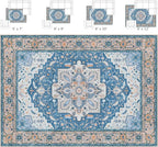 Lessymo 5x7 Area Rugs- Machine Washable Area Rugs, Super Soft Faux-Wool Area Rug for Living Room Bedroom, Boho Area Rug Vintage Floral Medallion Non-Slip Low Pile, Kid & Pet Friendly, Blue Brown