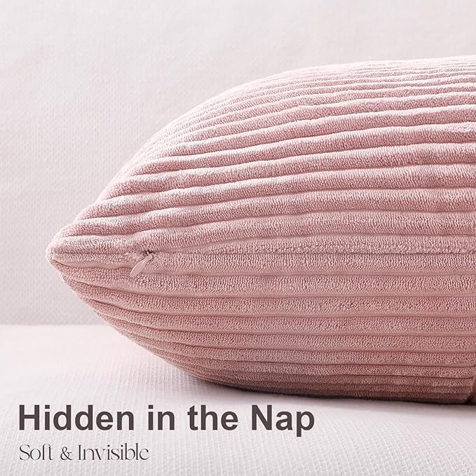 Topfinel Pink Throw Pillow Covers 22x22 Set of 4,Double-Design Decorative Throw Pillow Covers,Dustypink Soft Corduroy Home Decor Cushion Cases for Couch Living Room Bedroom and Sofa(55 * 55 cm)