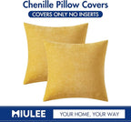 MIULEE Pack of 2 Mustard Yellow Decorative Pillow Covers 20X20 Inch Soft Chenille Couch Spring Throw Pillows Farmhouse Cushion Covers for Home Decor Sofa Bedroom Living Room
