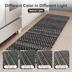 KIMODE Kitchen Mats Cushioned Anti Fatigue, Black Farmhouse Kitchen Rugs Sets of 2, Padded Kitchen Floor Mats, Non Slip Standing Mats for Sink Laundry Office Desk 17"x59"+17"x29"