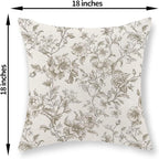 Tan Khaki Pillow Covers 18x18 Set of 2 Vintage Floral Chinoiserie Throw Pillows Rustic Toile Flower Decorative Pillowcase Outdoor Chinoiserie Decor Farmhouse Linen Cushion Case for Couch Sofa