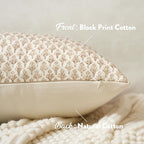 Floral Pillow Covers 18x18 Pillow Cover Block Print Couch Pillows for Living Room Decorative Neutral Accent Throw Pillow Covers, 1PC, Cognac Brown