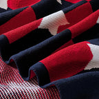 Amélie Home Patriotic Ultra Soft Knit Chenille Throw Blanket - Red White Blue Stars American Flag Pattern Cozy Blankets for Couch, 4th of July Memorial Independence Day Gifts, 50"x60", Red&Blue
