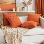 MIULEE Pack of 2 Orange Corduroy Decorative Lumbar Pillow Covers 20x12 Inch Soft Boho Striped Throw Pillow Covers Modern Farmhouse Home Decor for Summer Sofa Living Room Couch Bed