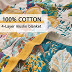 Boho Throw Blanket Farmhouse Decor Throw Blanket Bohemian Blanket for Bed 100% Cotton Muslin Woven Couch Blanket All Seasons Quilt Bedroom (Beige, 60"x80")