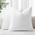 decorUhome Chenille White Spring Throw Pillow Covers 18x18 Inch Set of 2, Decorative Soft Couch Pillow Covers Solid Dyed Accent Farmhouse Neutral Square Pillow Cases for Sofa