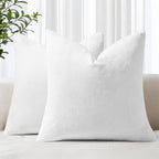 decorUhome Chenille White Spring Throw Pillow Covers 18x18 Inch Set of 2, Decorative Soft Couch Pillow Covers Solid Dyed Accent Farmhouse Neutral Square Pillow Cases for Sofa