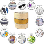 Sturdy Jute Planter - Modern Woven Basket for 8" Pot Indoor Planters, 10" x 10" Storage Organizer, Rustic Home Decor, Earth-Friendly Planter (10x10 Inches, Bleach, Yellow Stripe)
