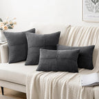 MIULEE Grey Decorative Throw Pillow Covers 18x18 Inch for Couch Bed Sofa Pack of 2 Boho Farmhouse Throw Pillows Soft Cross Corduroy Patchwork Textured Cushion Cases