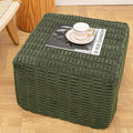 20x20x14 Inches Fluffy Square Pouf Ottoman - Plush Furry Boneless Ottoman Foot Rest Stool with High-Density Foam, Versatile Floor Seating for Living Room (Green)
