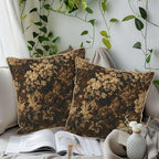 Neutral Flowers Dark Brown Soft Velvet Throw Pillow Covers Set of 2 Boho Vintage Abstract Floral Decorative Pillow Covers 20x20 Inch Retro Bohemian Pillow Case For Sofa Couch Farmhouse Home Decor