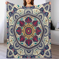 Abstract Mandala Throw Blanket Indian Hippie Bohemian Art Floral Texture Pattern Blanket for Sofa Bed Couch Chair Or Dorm 70"x80"