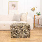 20x20x14 Inches Fluffy Square Pouf Ottoman - Plush Furry Boneless Ottoman Foot Rest Stool with High-Density Foam, Versatile Floor Seating for Living Room (Leopard Print)