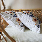 Floral Pillow Cover Boho Embroidered Pillow Covers for Couch Sofa Yellow Flowers Bohemian Pillow Covers Cotton Linen Botanical Plant Leaves Pillowcase Covers 2PCS 18x18 Inch
