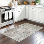 2x3 Abstract Washable Rugs for Kitchen, Floor, Entryway, Powder Room Small Area Rug Non-Slip Vintage Low Pile Throw Door Mat Pink Grey
