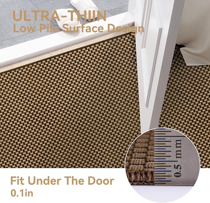 2x6 ft Kitchen Runner Rugs Mat Non Slip Woven Runners for Hallways Washable, Soft Long Entryway Laundry Hall Floor Runner Carpet for Indoor Backdoor Bedroom Living Room, Dark Brown/Coffee