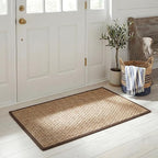 SAFAVIEH Natural Fiber Collection Area Rug - 2'6" x 4', Natural & Dark Brown, Seagrass, Basketweave Pattern with Border (NF114K)