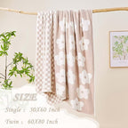 Checkered Throw Blanket, Beige Super Soft Knit Breathable Throw Blanket, Cozy Fluffy Reversible Checkerboard Flower Fuzzy Blanket for Couch Sofa Bed Living Room Decor 60 x 80 Inch