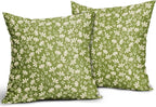 Lime Green Pillow Covers 18x18 Set of 2 Vintage Floral Rustic Old Style Cute Flower Print Decorative Outdoor Pillowcases Seasonal Farmhouse Throw Cushion Case Decor for Couch Sofa Bed