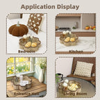 GYASVWU Paper Rope Scalloped Tray, Wicker Trays for Decor, Shallow Baskets for Storage, Rattan Tray for Coffee Table/Living Room/Bedroom Organization (Beige+Brown)