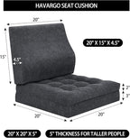 HAVARGO Recliner Cushions for Elderly with Lumbar Support, Patent Design 20x20x5 Inch Thick Chair Cushion Soft Tufted Dual Layer Booster Seat Cushions for Seniors Recliner Risers Gray 1 Set