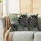 Black Sage Green Pillow Covers 18X18 Inch Set of 2, Spring Summer Floral Dahlia Flower Cream Decorative Throw Pillow Covers Outdoor Modern Farmhouse Cushion Case for Home Couch Sofa Bed Decor