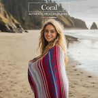 Hydration Nation Authentic Mexican Serape Blanket - Soft & Durable - Lightweight Falsa - Coral, 70"x50"
