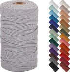 NOANTA Light Grey Macrame Cord 3mm x 220yards, Colored Macrame Rope Cotton Rope Macrame Yarn, Colorful Cotton Craft Cord for Wall Hanging, Plant Hangers, Crafts, Knitting