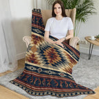 Aztec Throw Blanket, Tribal Soft Cozy and Warm Couch Blankets Gift for Aztec Lover, Decorative Blankets for Sofa Couch Bed, Brown Khaki 50×60 inches