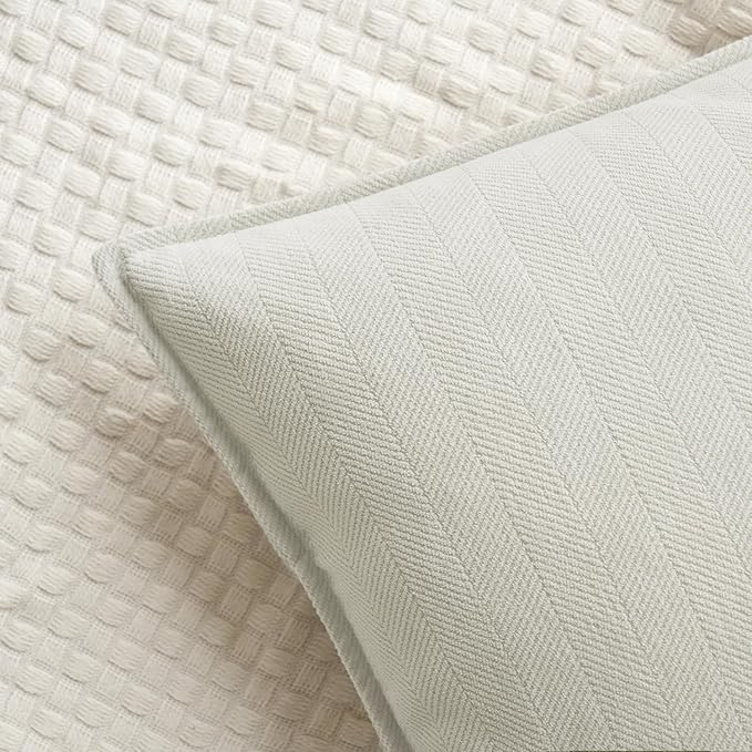 MIULEE Pack of 2 Cream White Decorative Pillow Covers 20x20 Inch Soft Chenille Luxurious Couch Throw Pillows Farmhouse Cushion Covers with Elegant Design for Sofa Bedroom Living Room Spring Decor
