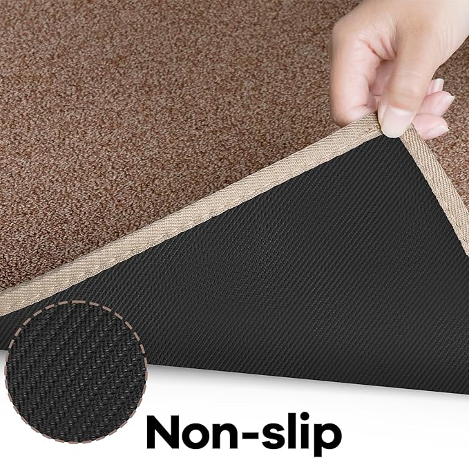 Kitchen Mat Set of 2 PCS, Cushioned Non Slip Rugs for Kitchen Floor, Absorbent Runner Comfort Standing Mats Washable for Kitchen, Office, Home (Brown-Velvet, 17.3"x47"+17.3"x30")