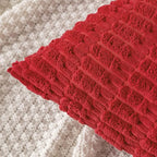 MIULEE Pack of 2 Red Corduroy Decorative Euro Sham Pillow Covers 24x24 Inch Soft Boho Striped Throw Pillow Covers Modern Farmhouse Home Decor for Sofa Living Room Couch Bed