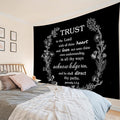EOBTAIN Bible Tapestry White Christian Scripture Verse and Floral on Black Tapestries for Bedroom Aesthetic Inspirational Quotes Tapestry Wall Hanging Decor for Living Room College Dorm 92"x70"