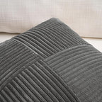 Fancy Homi 2 Packs Dark Gray Samll Decorative Throw Pillow Covers 12x12 Inch with for Couch Bed Sofa, Rustic Farmhouse Boho Home Decor, Soft Corss Patchwork Corduroy Square Cushion Case 30x30 cm