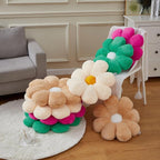 Large 21.6" Peach Flower Pillow Floor Pillow & Office Chair Cushion – Faux Rabbit Fur Plush Decorative Pillow, Comfortable Gift for Girls Adults