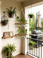 Plant Propagation Station Wall Hanging, Plant Terrarium with 2 Tiered Wooden Stand for Hydroponics Plants, Unique Gardening Gifts for Women Mom Plants Lovers - 6 Bulb Glass Vases