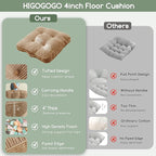 HIGOGOGO Floor Pillow Cushion for Adults, Meditation Cushion Pillow, Large Square Floor Sitting, Tufted Corduroy Cover, for Tatami Living Room or Yoga, 22x22 Inch, Coffee