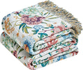Boho Throw Blanket for Bed Cotton Spring Blankets for Bedroom Living Room Twin All Season Lightweight Floral Embroidery Quilt for Couch Sofa Chair 60"x80"